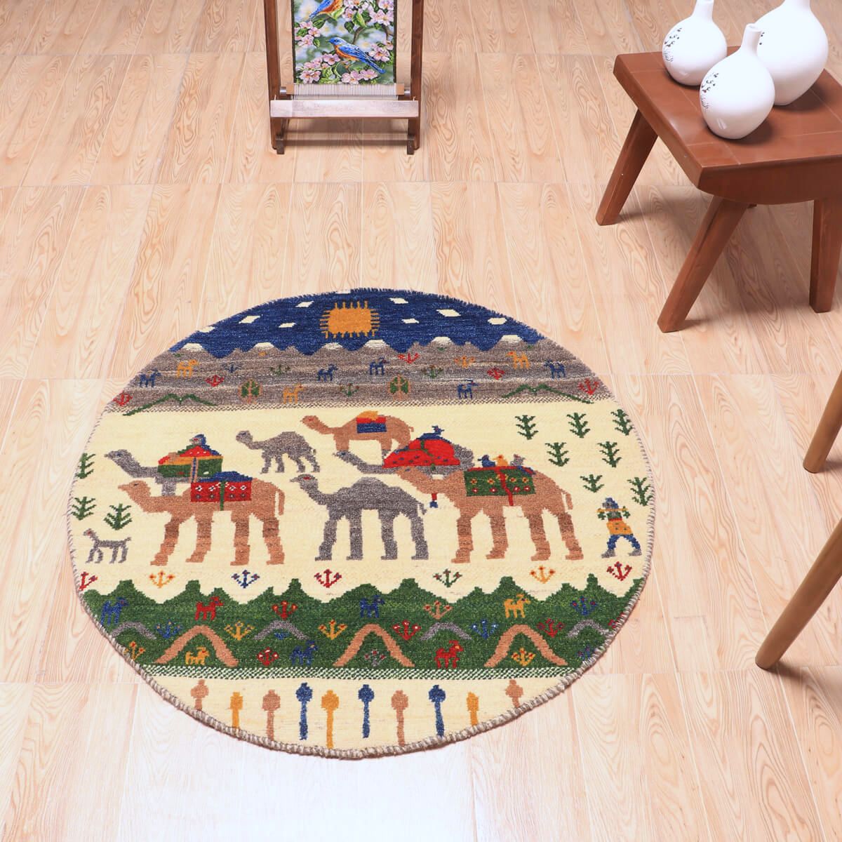 ギャッベ(ギャベ)カシュクリ 93×93cm(HM-70088)