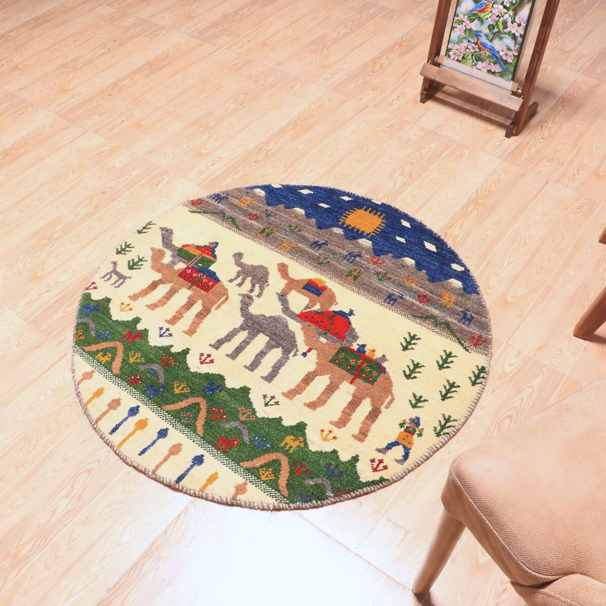 ギャッベ(ギャベ)カシュクリ 93×93cm(HM-70088)
