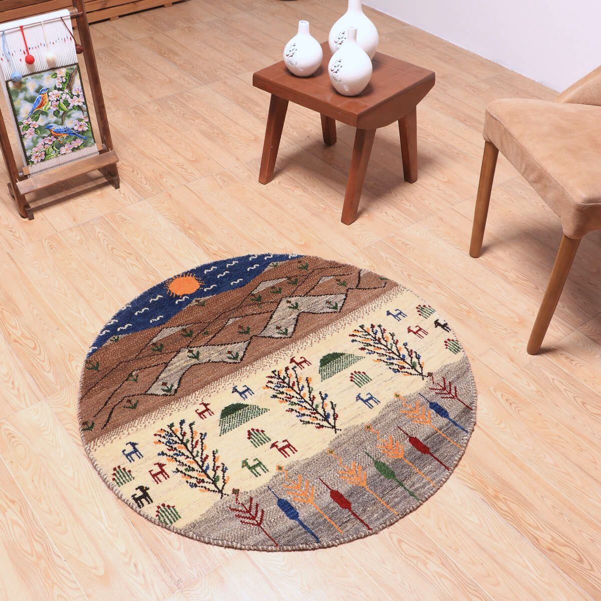 ギャッベ(ギャベ)カシュクリ 94×94cm(HM-70089)