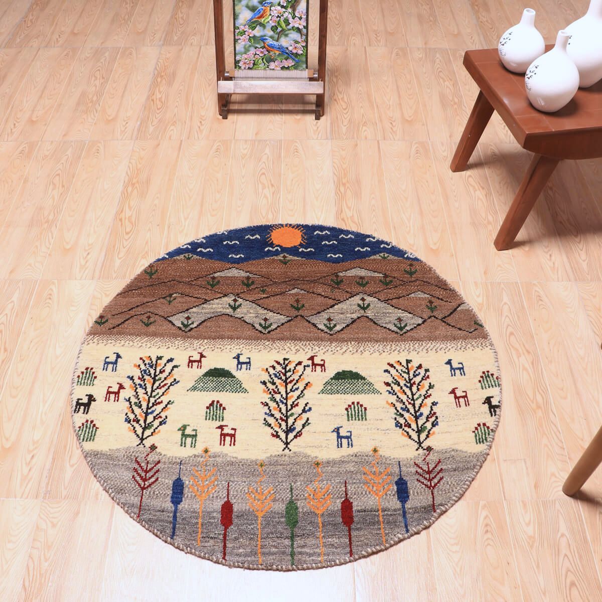 ギャッベ(ギャベ)カシュクリ 94×94cm(HM-70089)