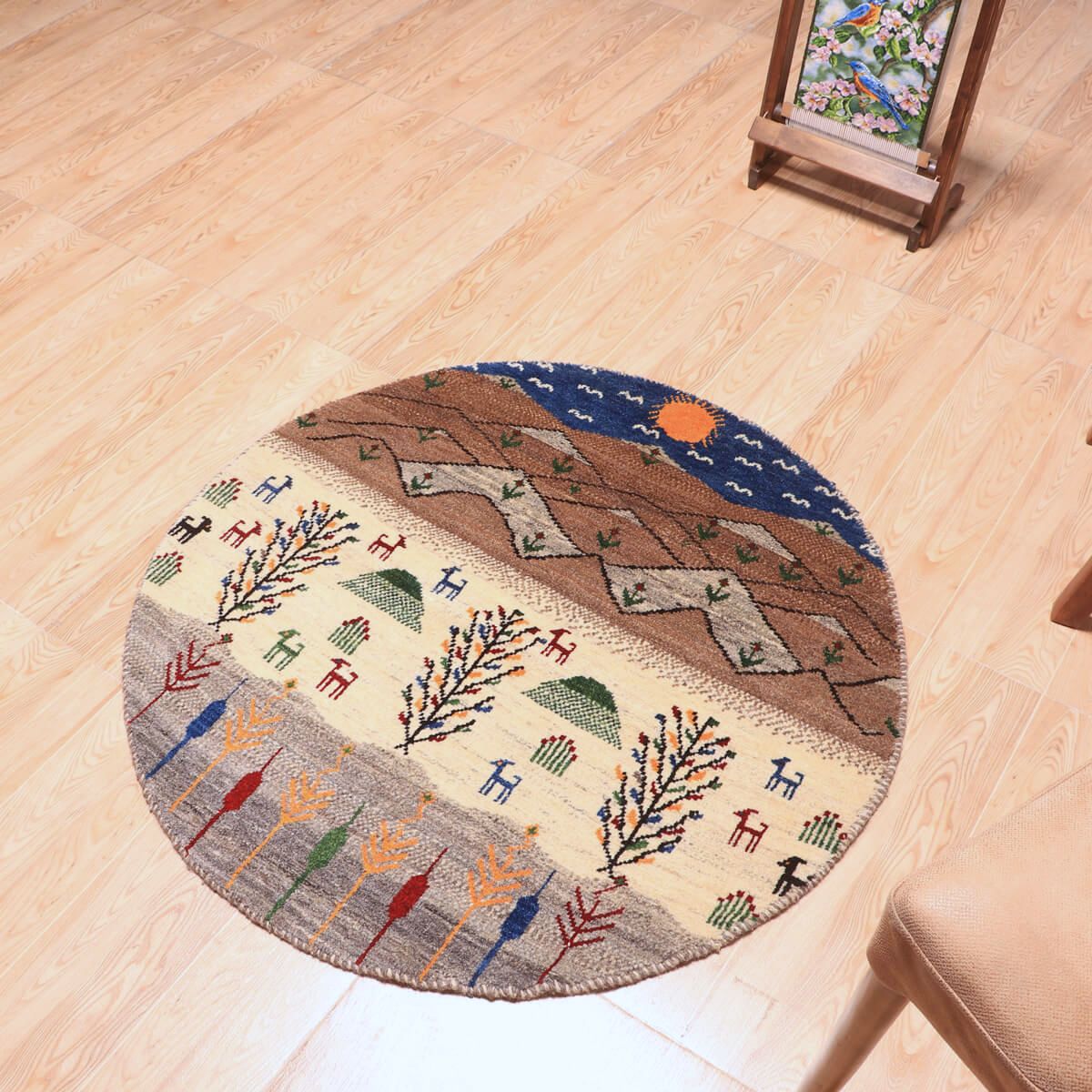 ギャッベ(ギャベ)カシュクリ 94×94cm(HM-70089)