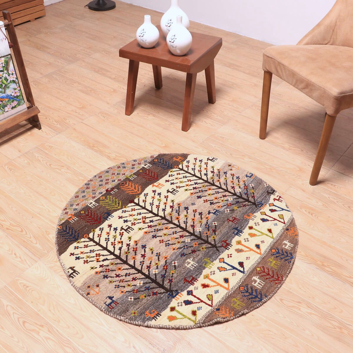 ギャッベ(ギャベ)カシュクリ 94×94cm(HM-70090)