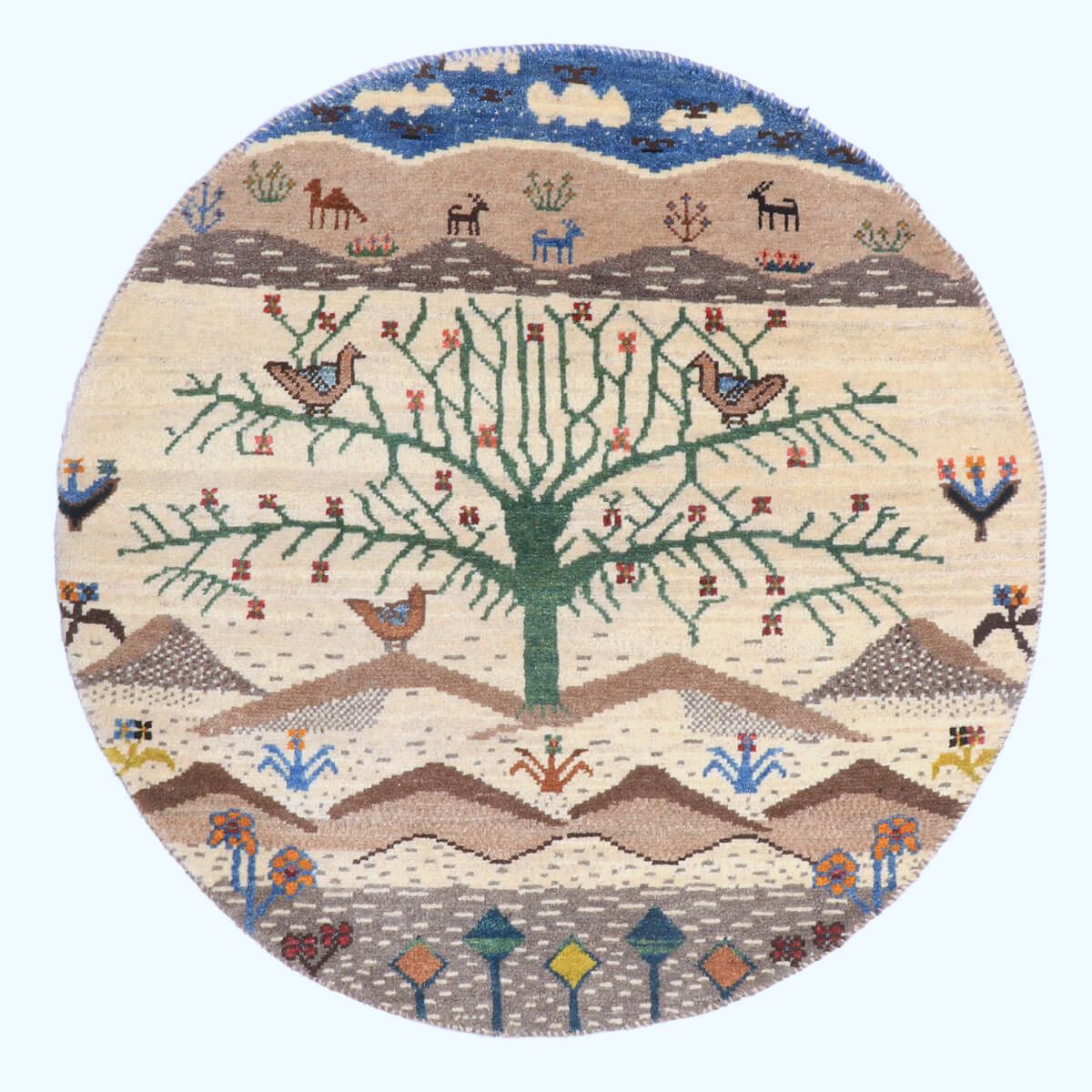 ギャッベ(ギャベ)カシュクリ 93×93cm(HM-70091)