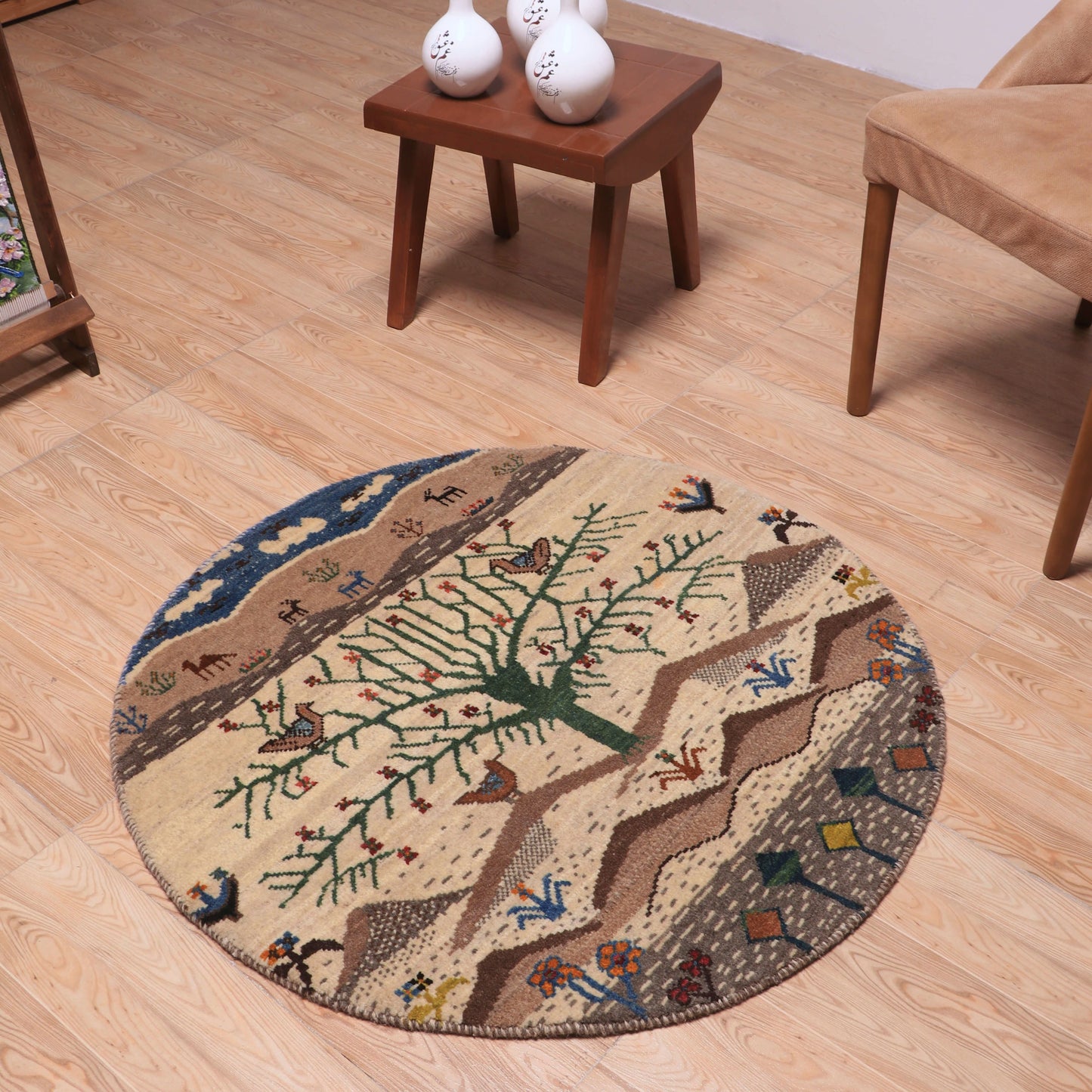 ギャッベ(ギャベ)カシュクリ 93×93cm(HM-70091)