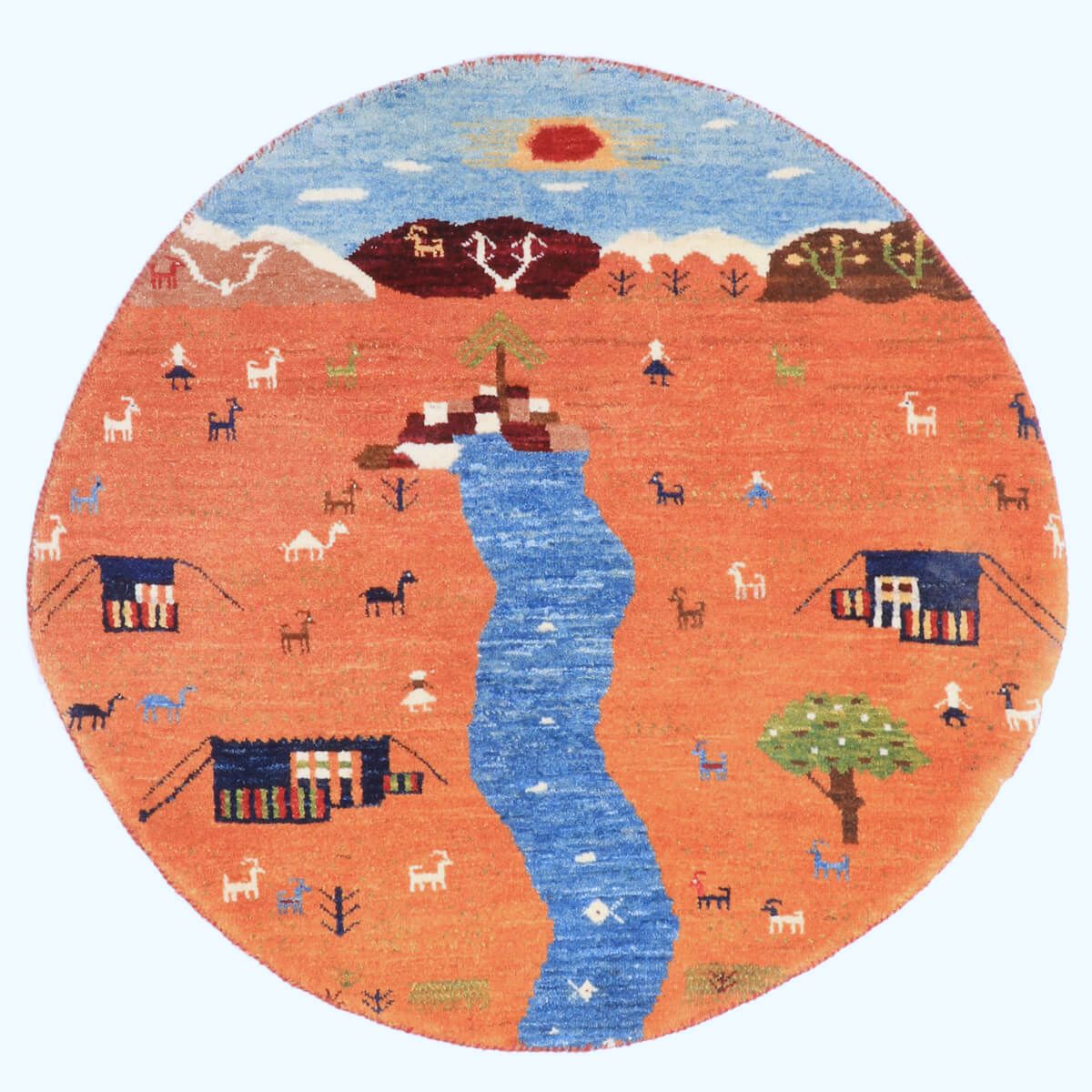 ギャッベ(ギャベ)ルリバフ 83×83cm(HM-70092)