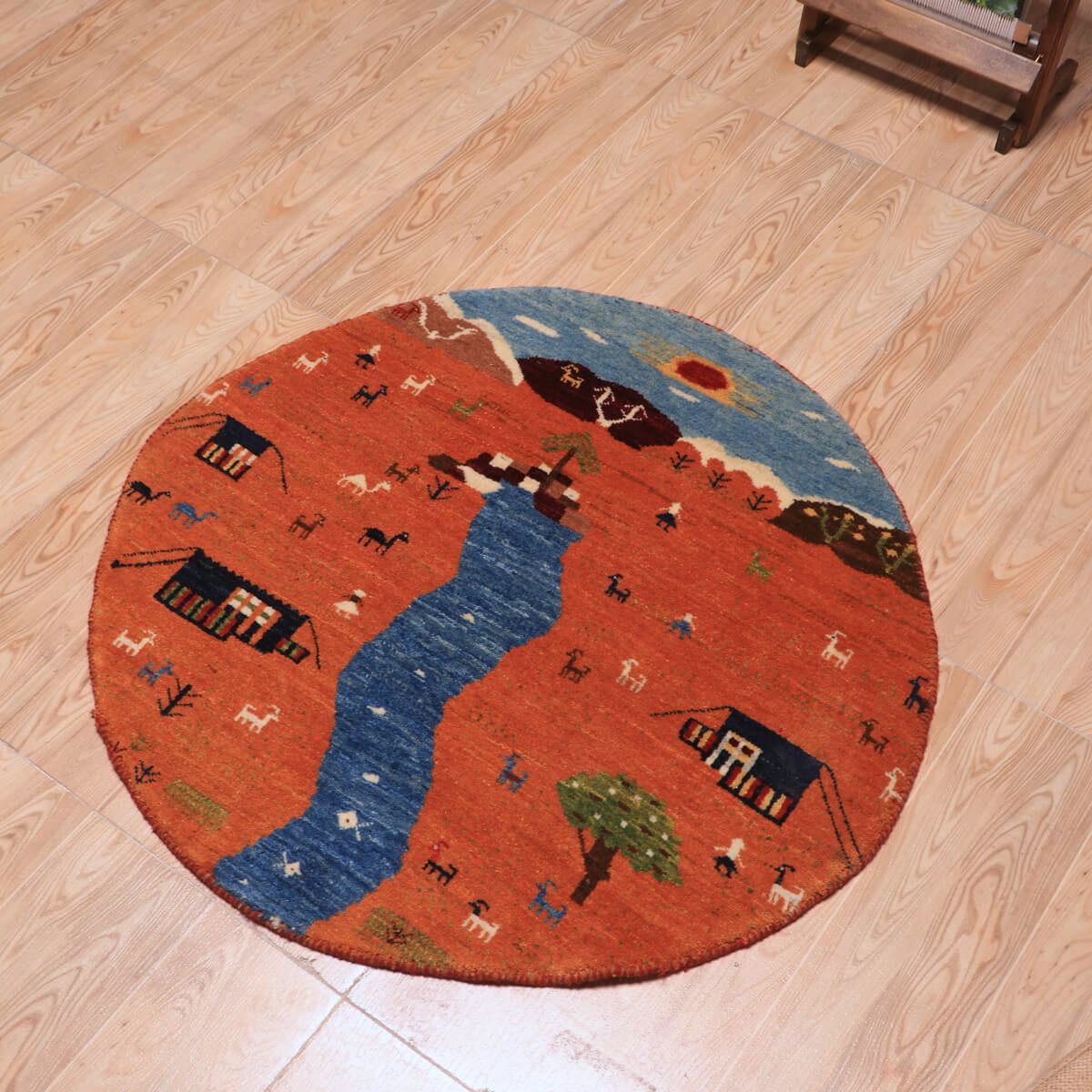 ギャッベ(ギャベ)ルリバフ 83×83cm(HM-70092)