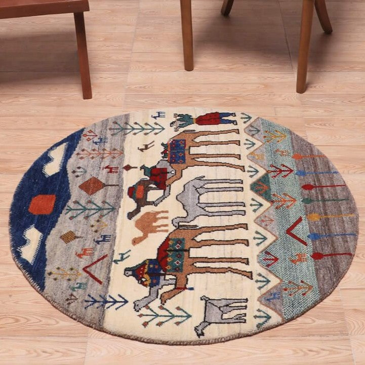 ギャッベ(ギャベ)カシュクリ 96×96cm(HM-70093)