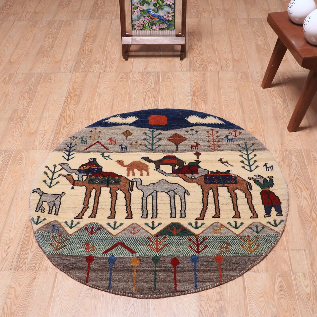ギャッベ(ギャベ)カシュクリ 96×96cm(HM-70093)