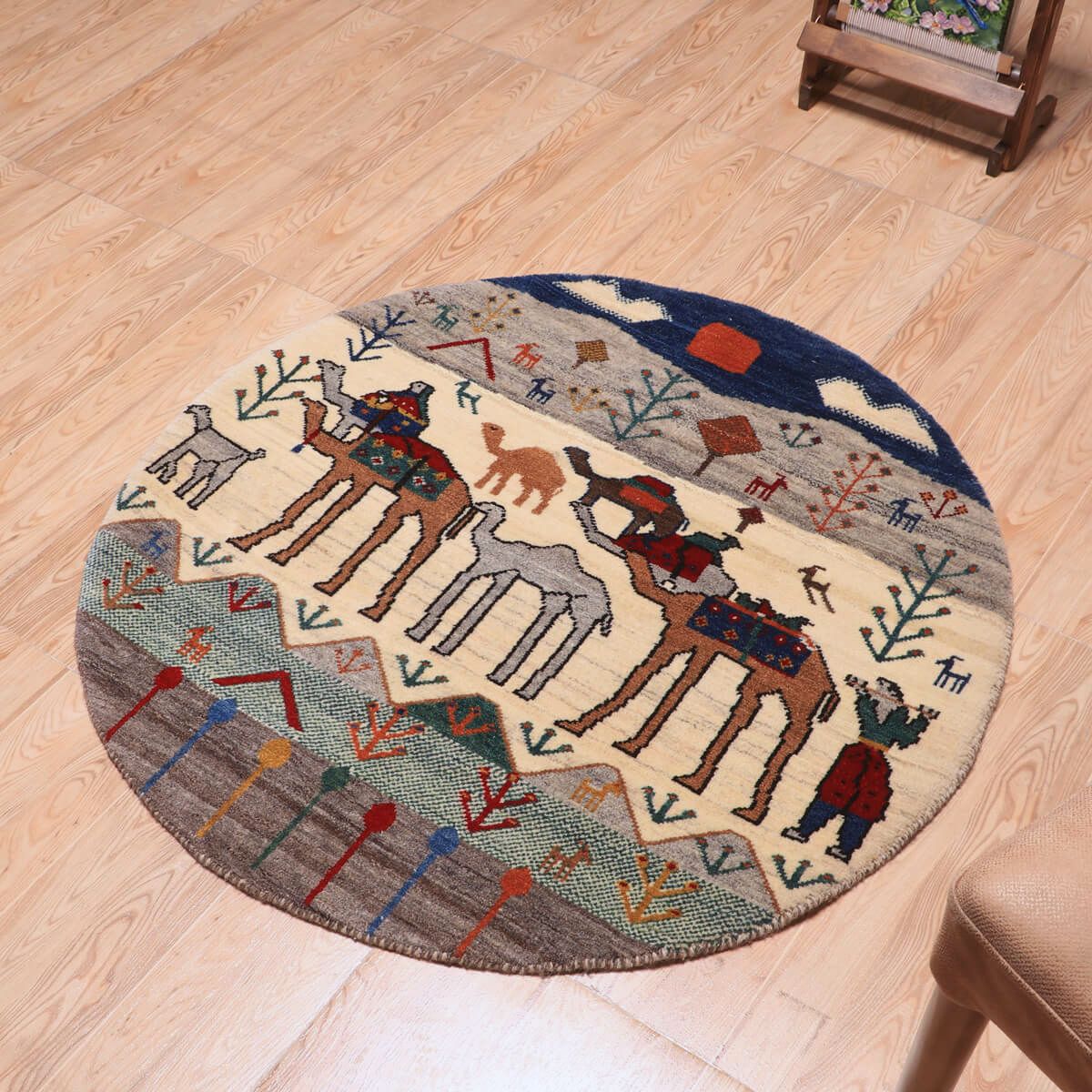 ギャッベ(ギャベ)カシュクリ 96×96cm(HM-70093)