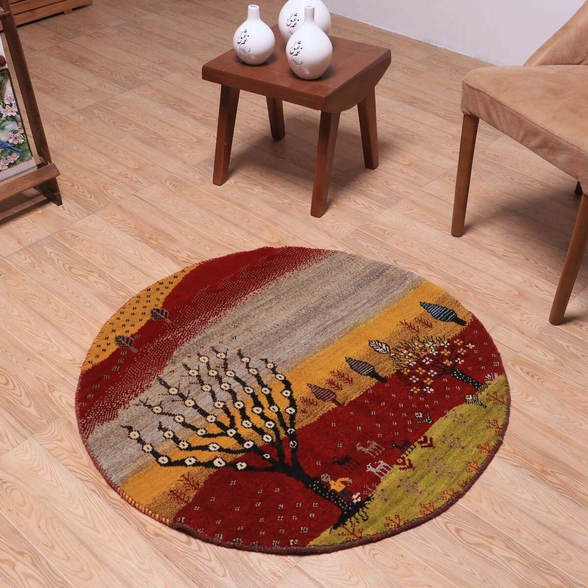ギャッベ(ギャベ)カシュクリ 94×94cm(HM-70094)