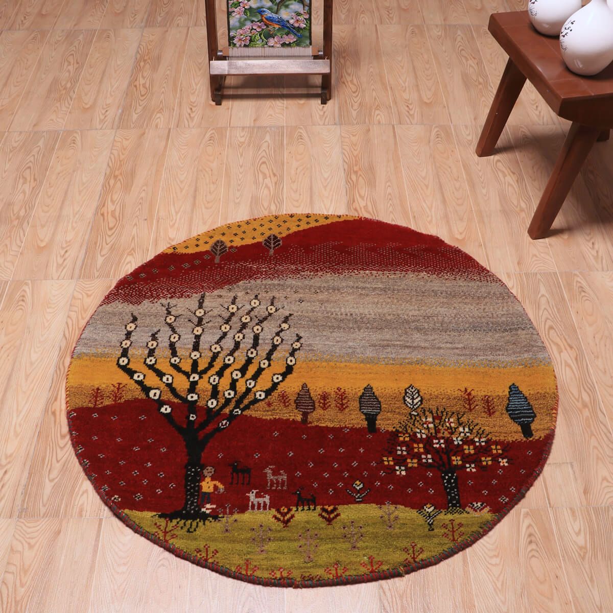 ギャッベ(ギャベ)カシュクリ 94×94cm(HM-70094)