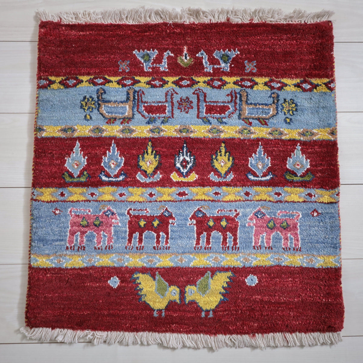 ギャッベ(ルリバフ) 63×63cm(HP-11930)