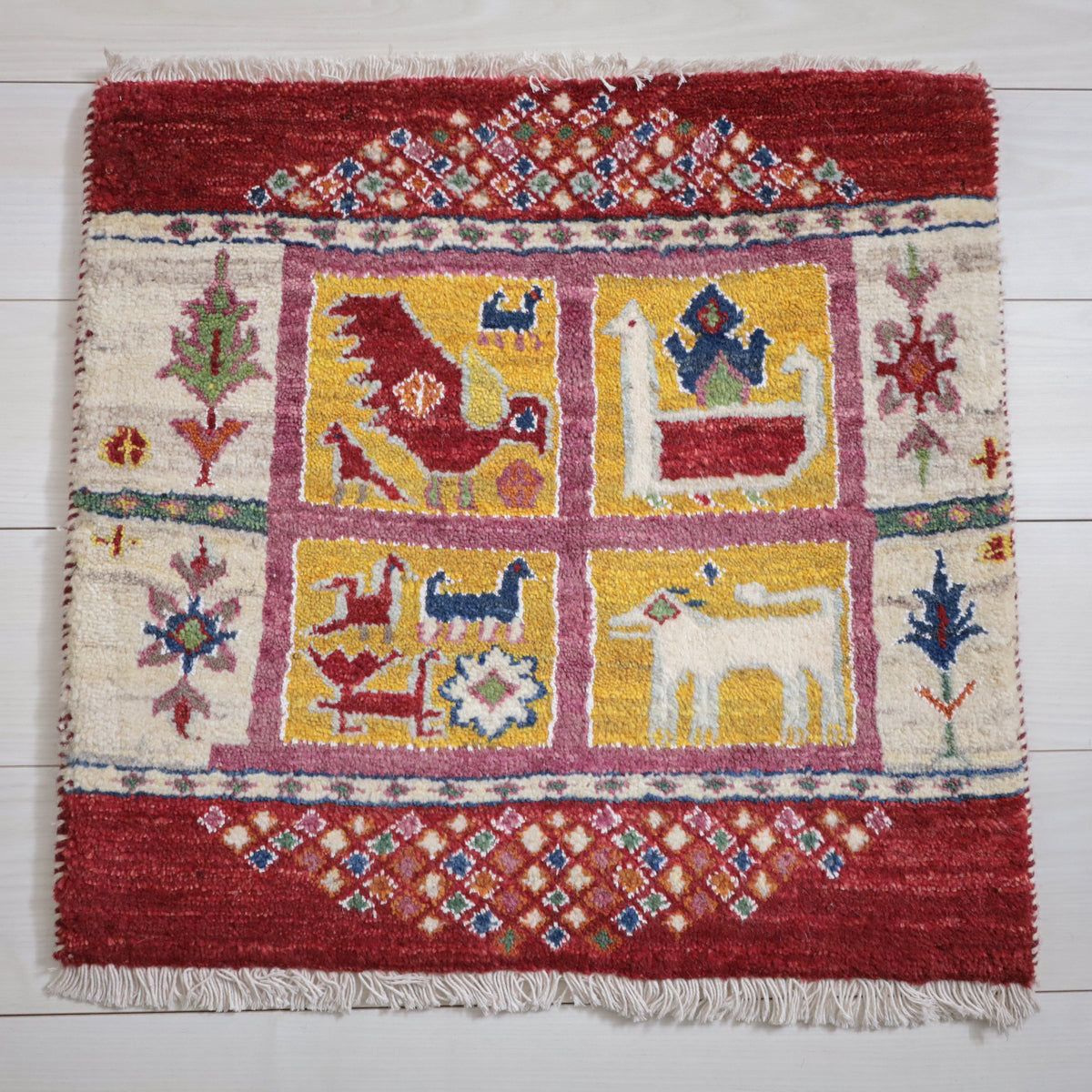 ギャッベ(ルリバフ) 60×62cm(HP-11931)