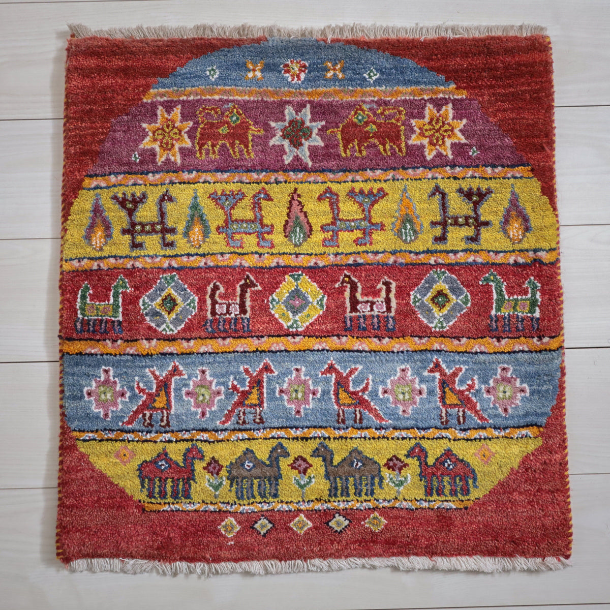 ギャッベ(ルリバフ) 64×61cm(HP-11942)