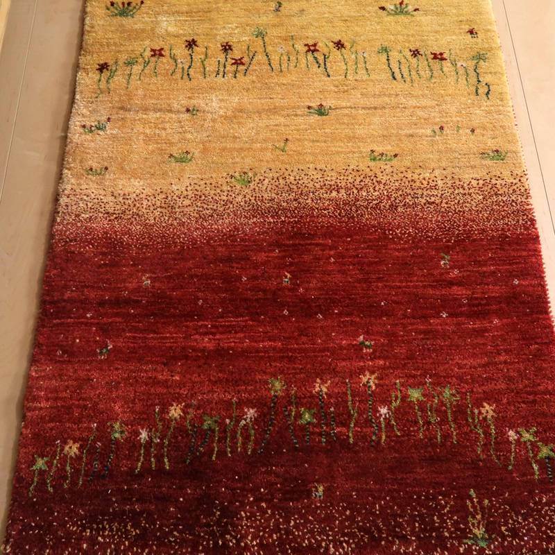 プレミアムギャッベ/ホシナマイ(ルリバフ) 201×78cm(HR-10898)