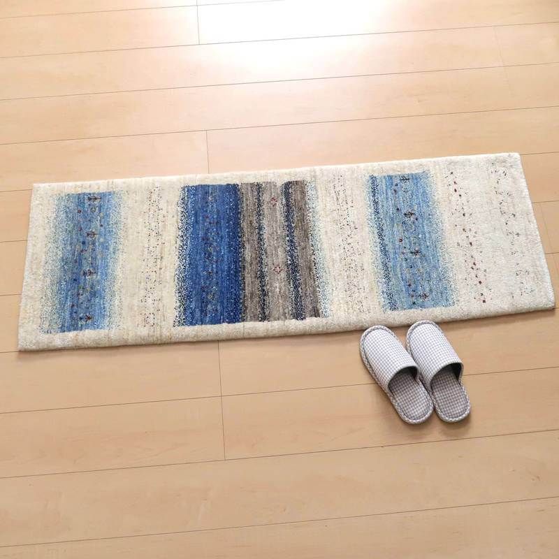 プレミアムギャッベ/ホシナマイ(ルリバフ) 138×47cm(HR-10925)