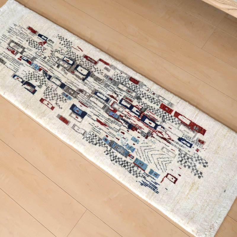 プレミアムギャッベ/ホシナマイ(ルリバフ) 146×45cm(HR-10931)