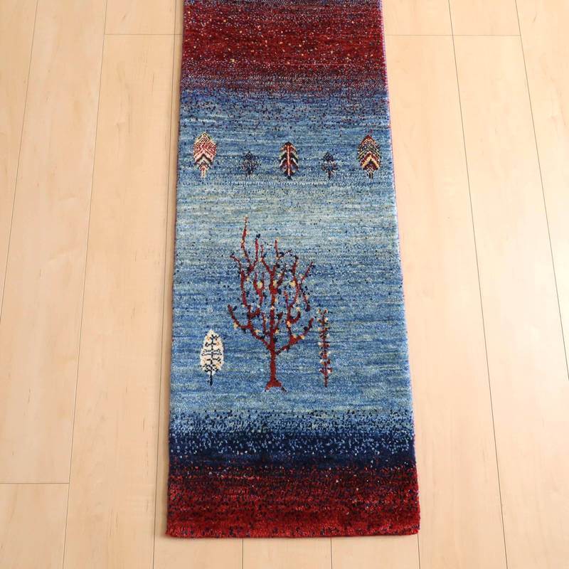プレミアムギャッベ/ホシナマイ(ルリバフ) 143×44cm(HR-10932)