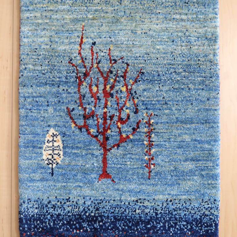 プレミアムギャッベ/ホシナマイ(ルリバフ) 143×44cm(HR-10932)