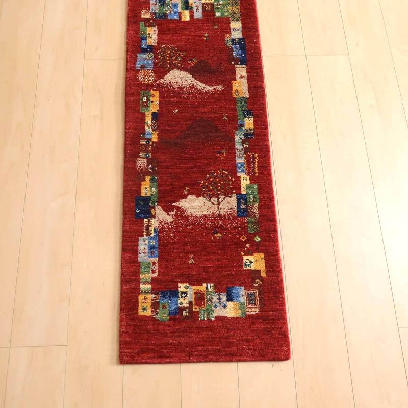 プレミアムギャッベ/ホシナマイ(ルリバフ) 136×46cm(HR-10946)