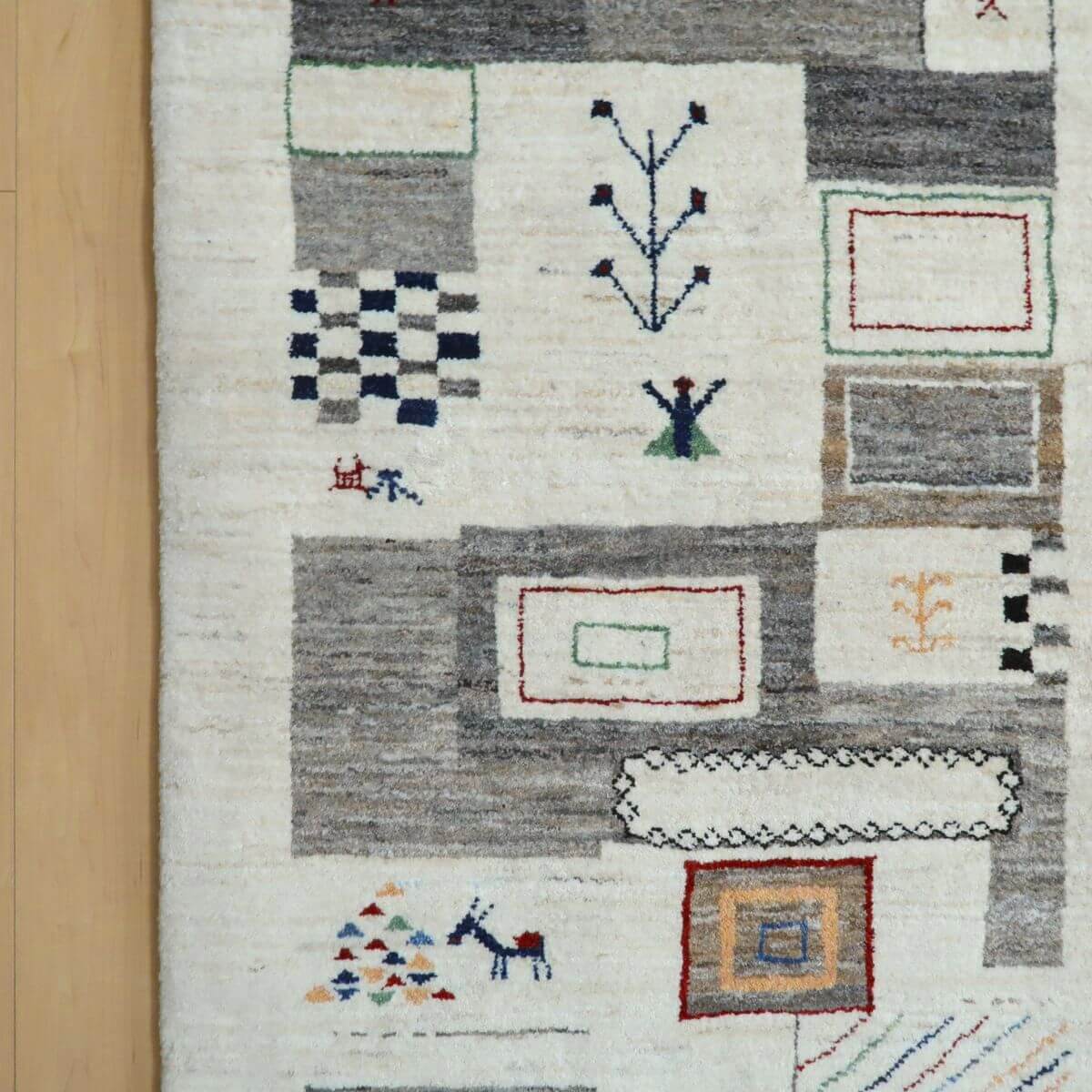 プレミアムギャッベ/ホシナマイ(ルリバフ) 199×79cm(HR-11092)