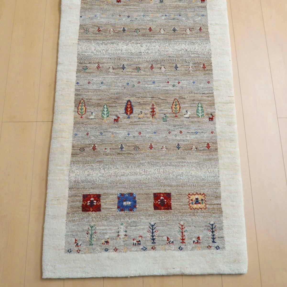 プレミアムギャッベ/ホシナマイ(ルリバフ) 200×81cm(HR-11093)