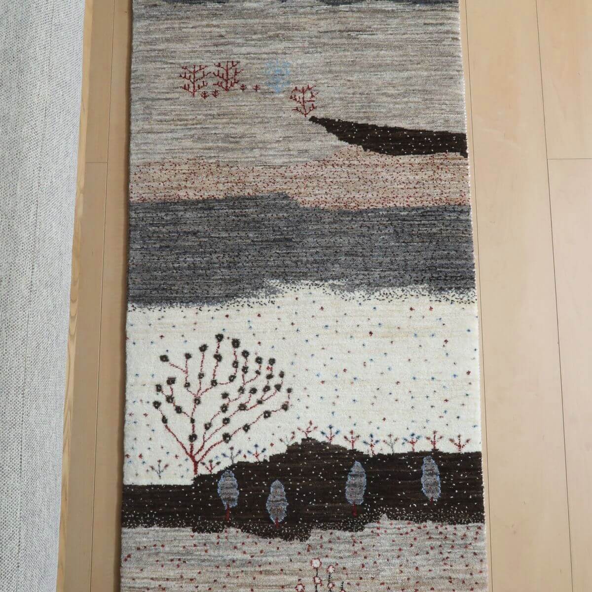 プレミアムギャッベ/ホシナマイ(ルリバフ) 205×70cm(HR-11102)