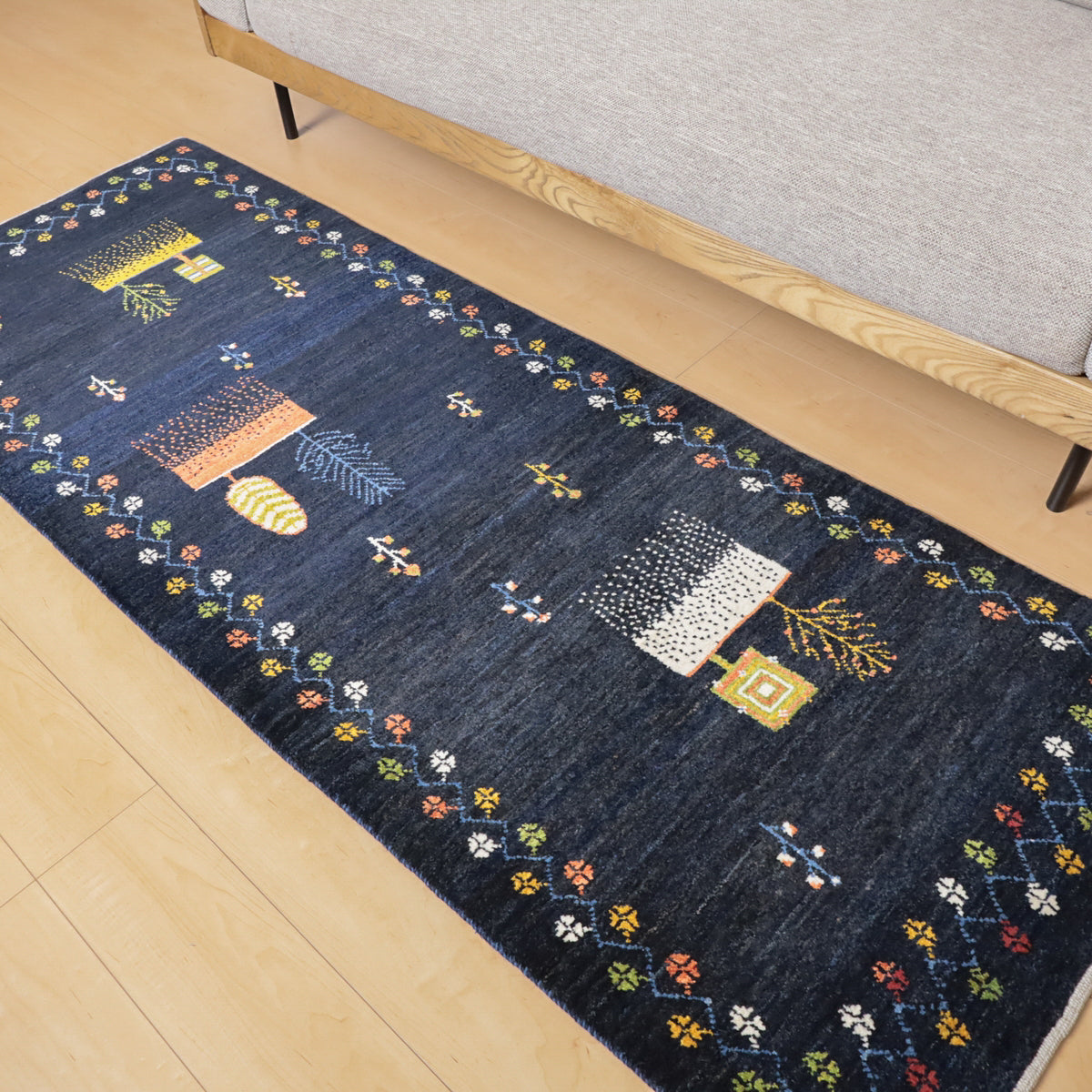 ギャッベ(ルリバフ) 210×77cm(HR-12024)
