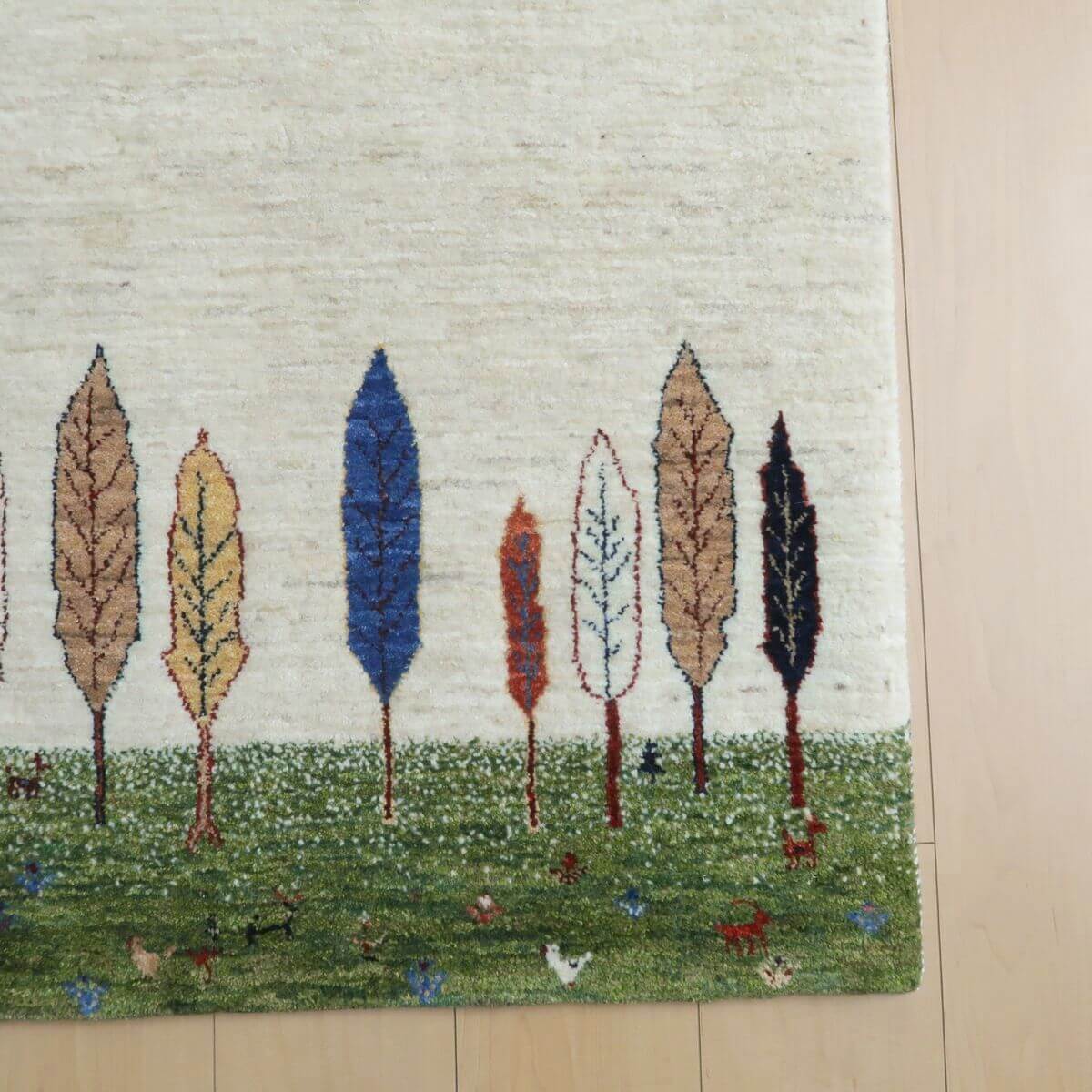 プレミアムギャッベ/ホシナマイ(ルリバフ) 125×81cm(HS-11087)
