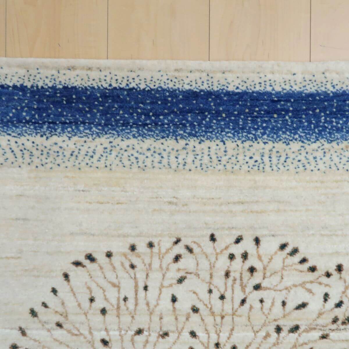 プレミアムギャッベ/ホシナマイ(ルリバフ) 123×78cm(HS-11089)