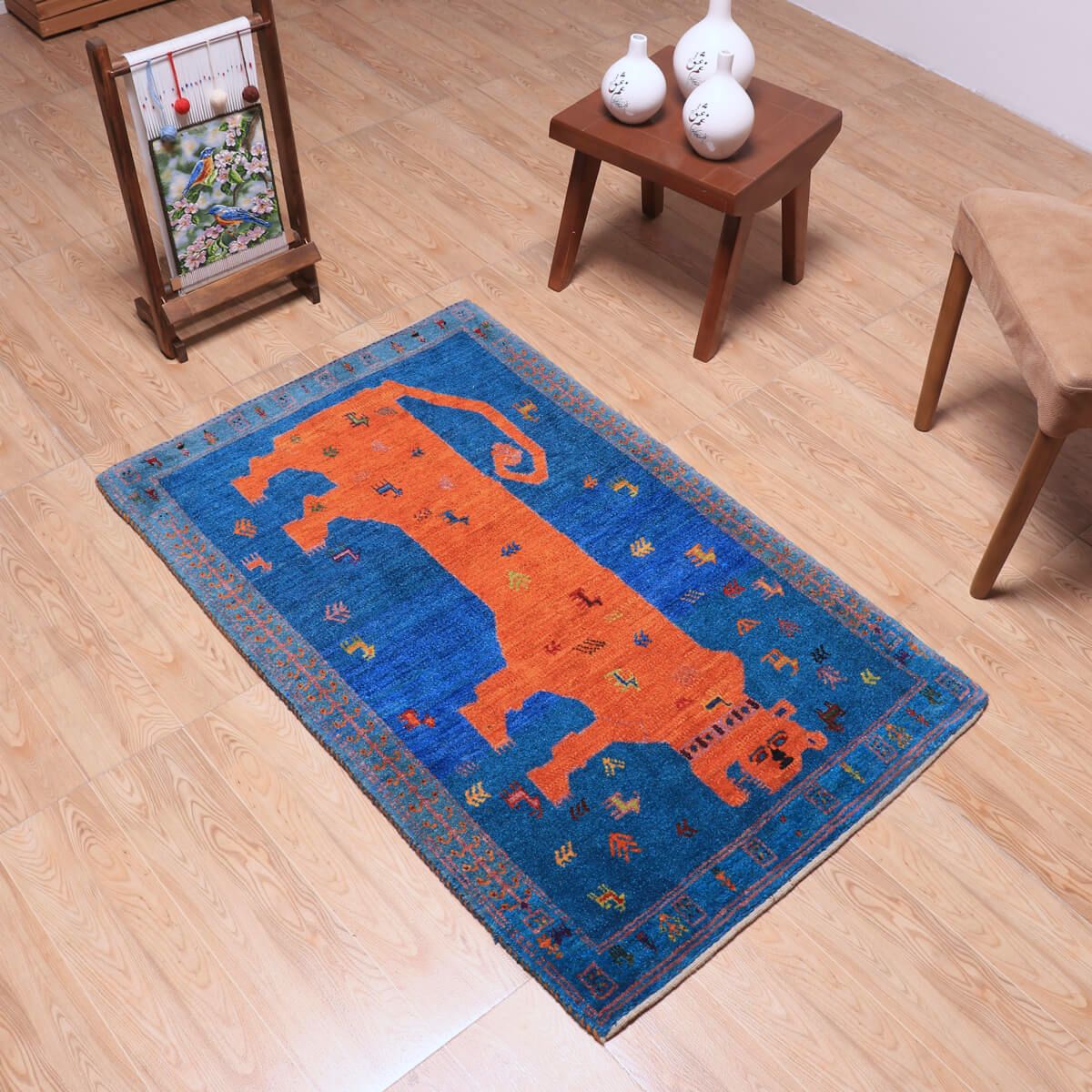 ギャッベ(ギャベ)ルリバフ 123×80cm(HS-70113)