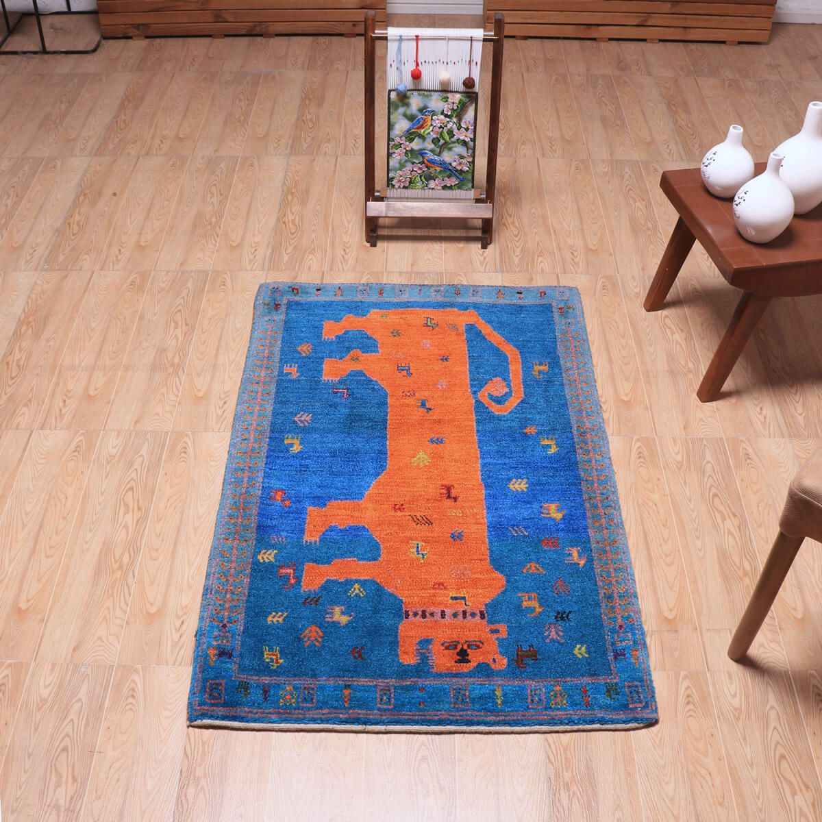 ギャッベ(ギャベ)ルリバフ 123×80cm(HS-70113)