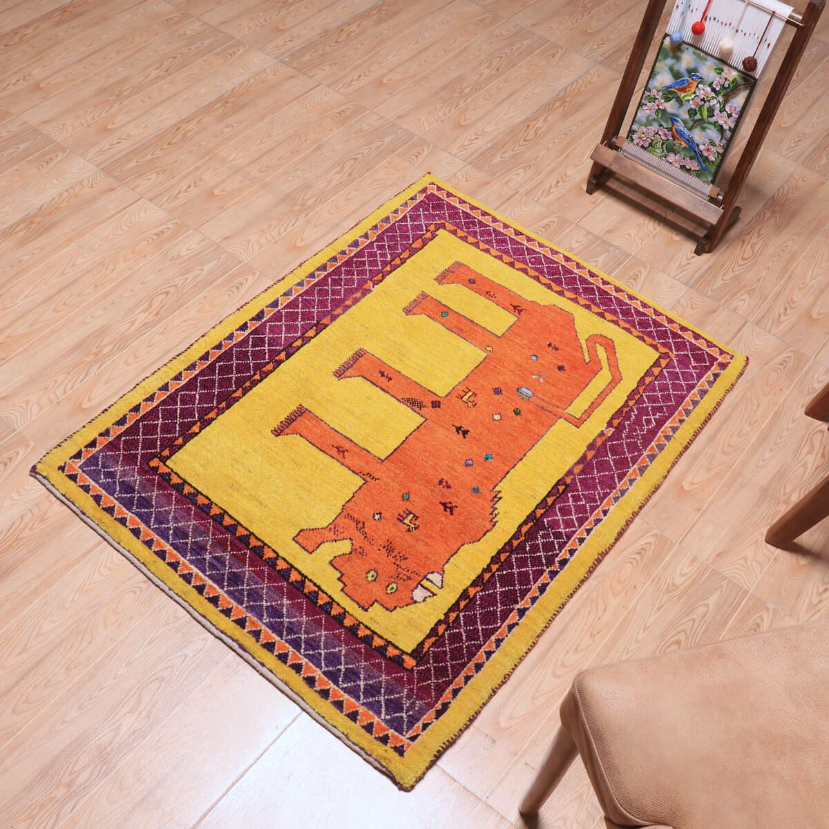 ギャッベ(ギャベ)ルリバフ 114×84cm(HS-70117)