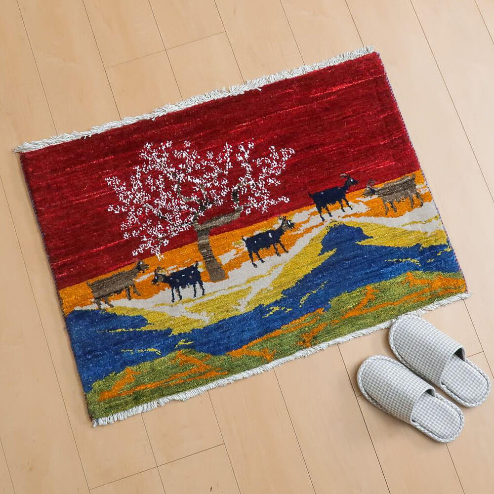 ギャッベ(ルリバフ) 88×63cm(HSS-11168)