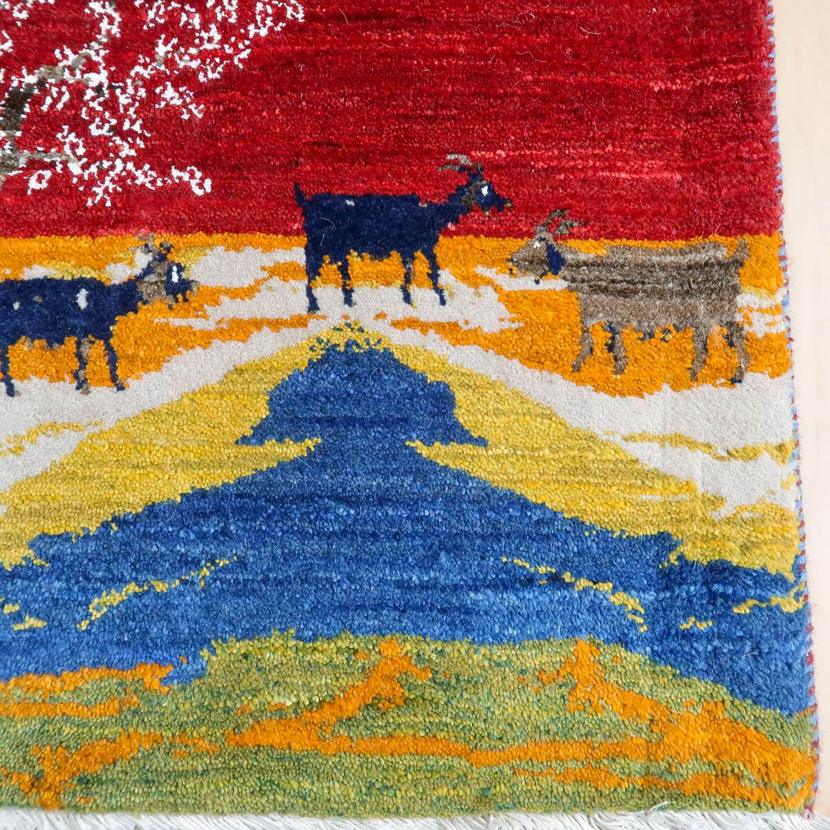 ギャッベ(ルリバフ) 88×63cm(HSS-11168)