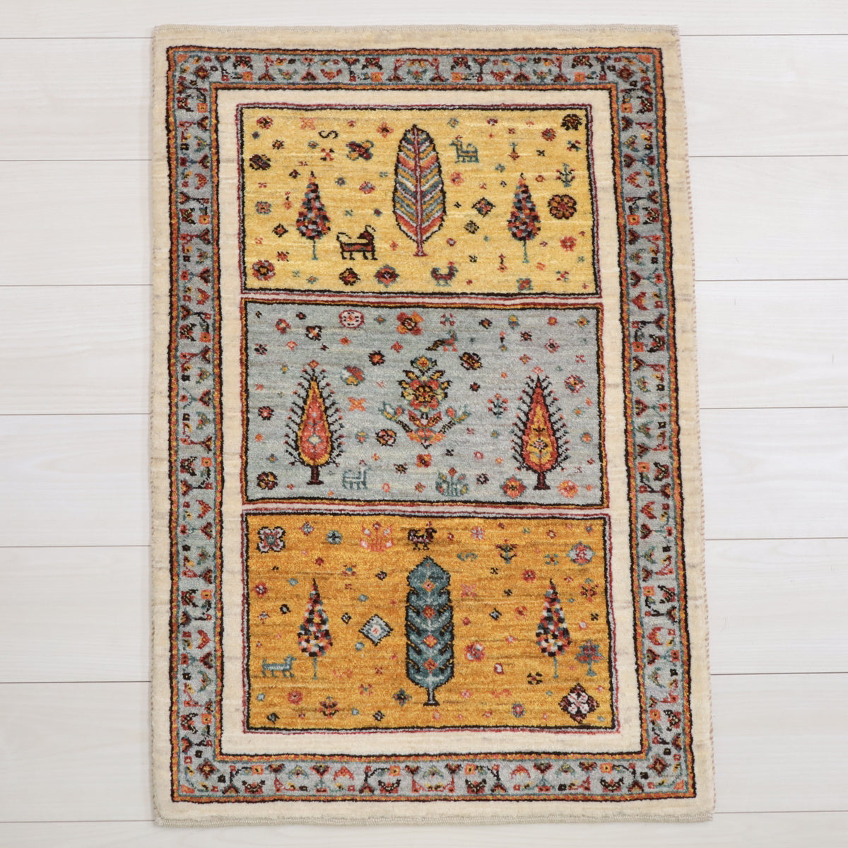 ギャッベ(ルリバフ) 93×63cm(HSS-11818)