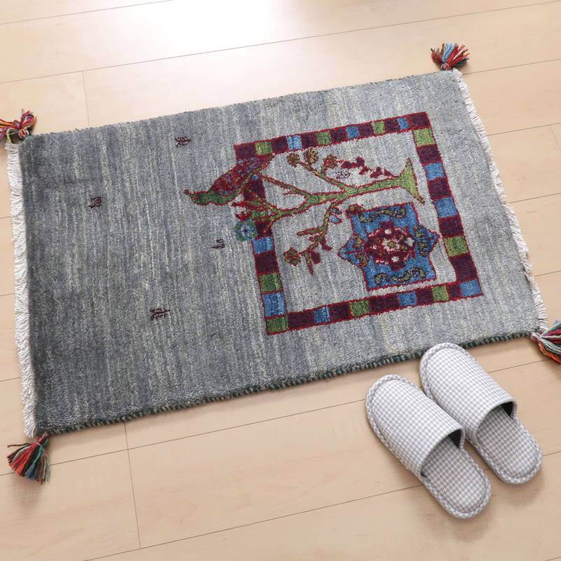 プレミアムギャッベ/ホシナマイ(ルリバフ) 87×57cm(HSS-72522)