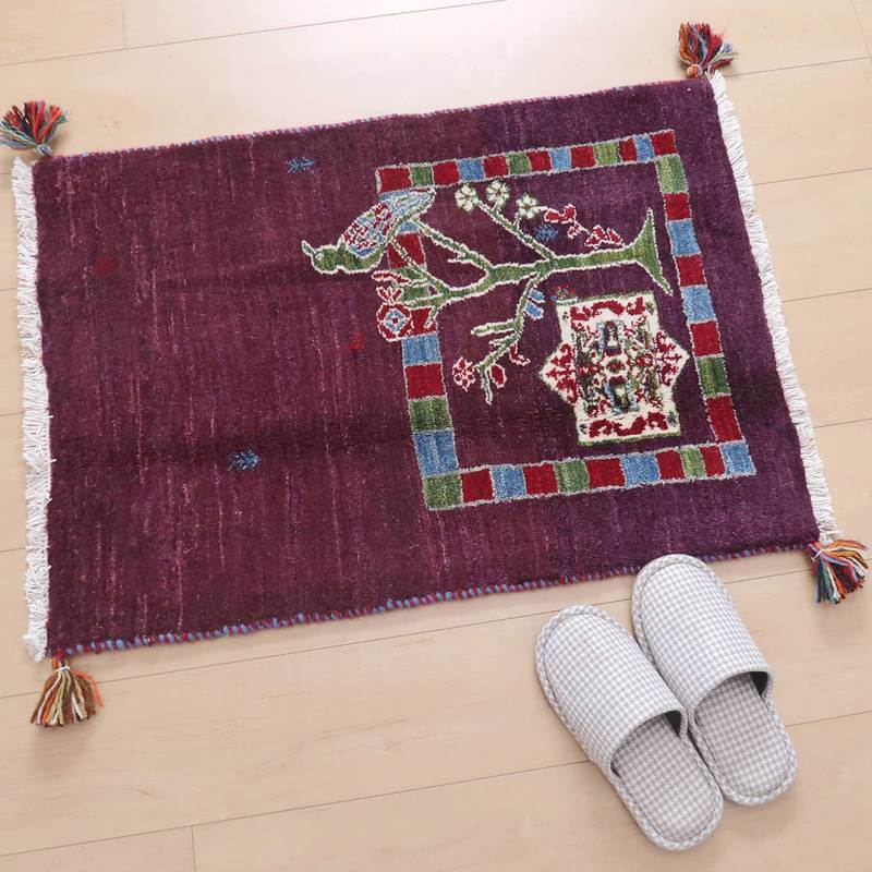 プレミアムギャッベ/ホシナマイ(ルリバフ) 82×58cm(HSS-71708)