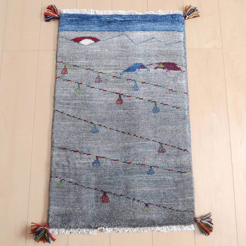 プレミアムギャッベ/ホシナマイ(ルリバフ) 85×53cm(HSS-71723)