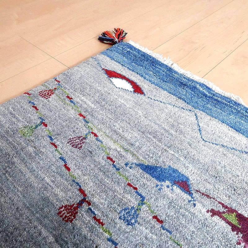 プレミアムギャッベ/ホシナマイ(ルリバフ) 85×53cm(HSS-71723)