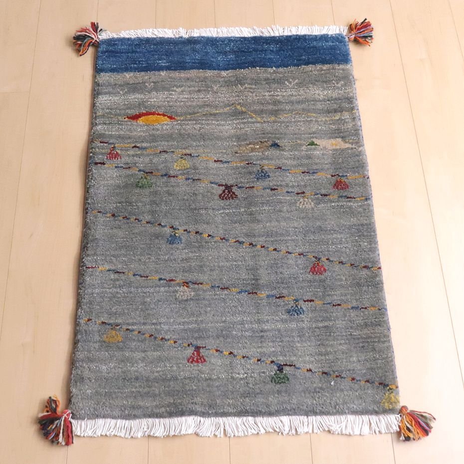 プレミアムギャッベ/ホシナマイ(ルリバフ) 92×63cm(HSS-67983)