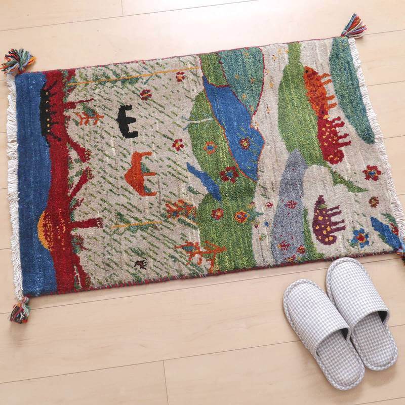 プレミアムギャッベ/ホシナマイ(ルリバフ) 89×59cm(HSS-73101)