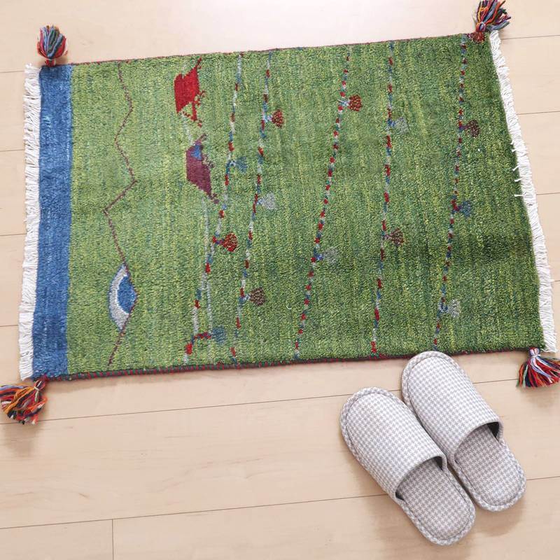 プレミアムギャッベ/ホシナマイ(ルリバフ) 80×57cm(HSS-71743)