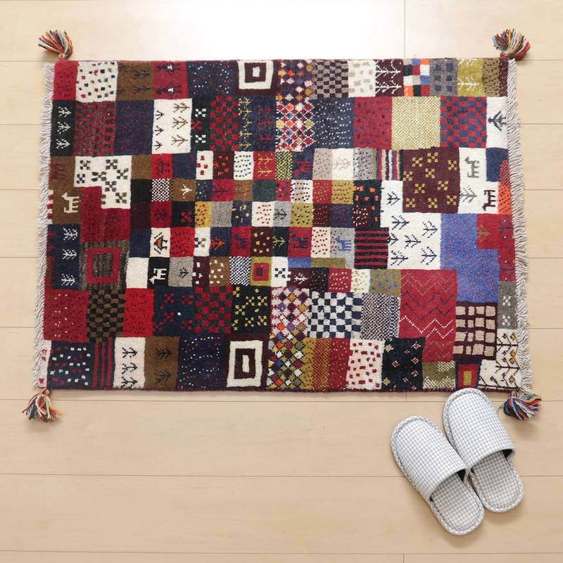 プレミアムギャッベ/ホシナマイ(カシュクリ) 98×74cm(HSS-48115)