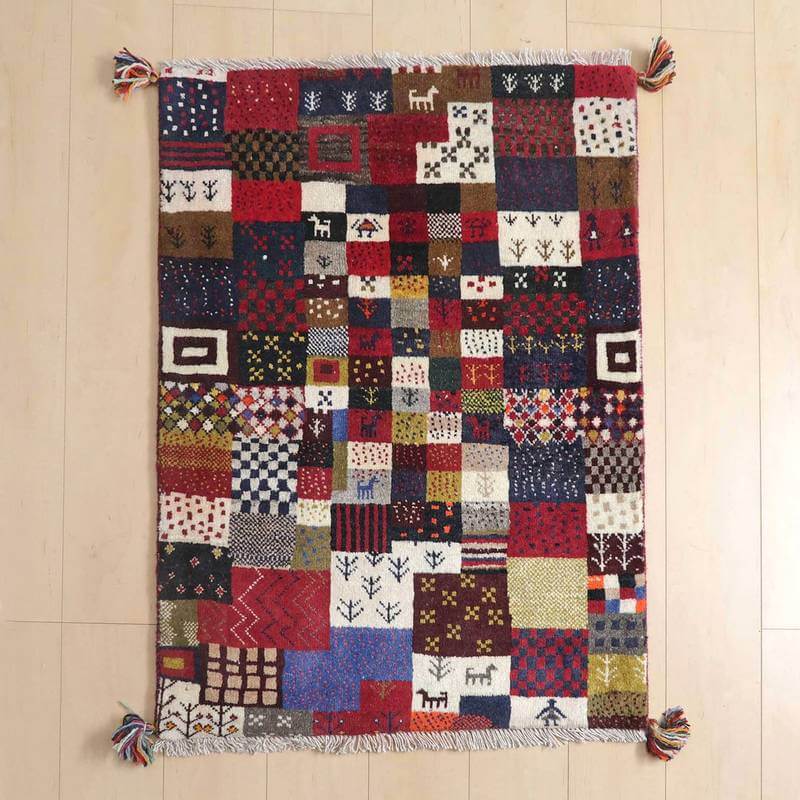 プレミアムギャッベ/ホシナマイ(カシュクリ) 98×74cm(HSS-48115)