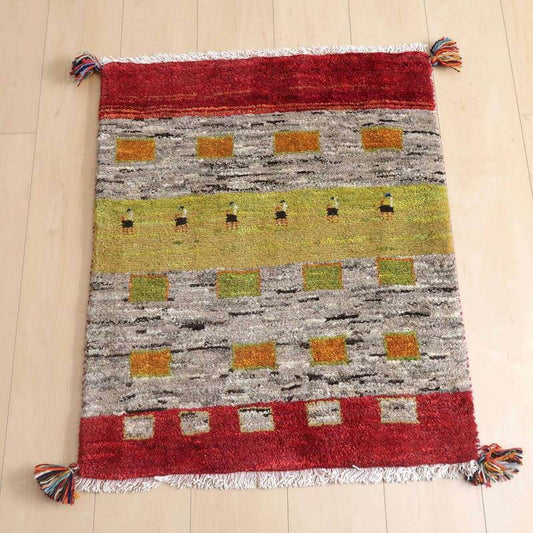 プレミアムギャッベ/ホシナマイ(ルリバフ) 77×64cm(HSS-62171)