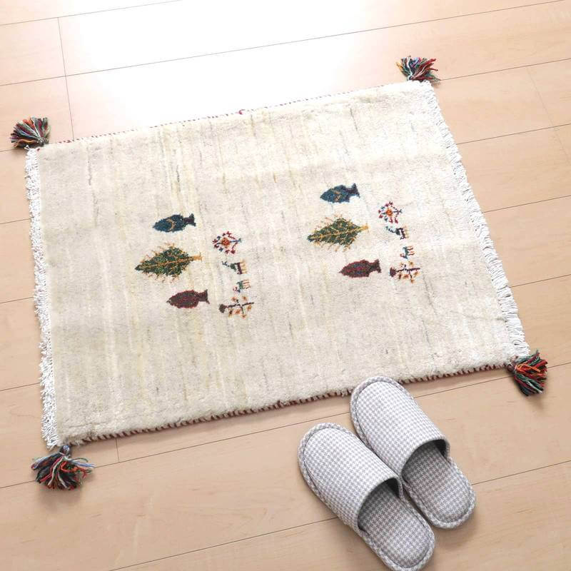 プレミアムギャッベ/ホシナマイ(ルリバフ) 75×59cm(HSS-71526)