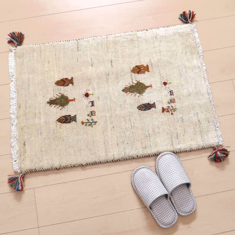 プレミアムギャッベ/ホシナマイ(ルリバフ) 82×57cm(HSS-71552)