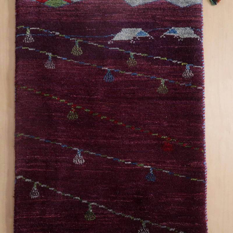 プレミアムギャッベ/ホシナマイ(ルリバフ) 77×52cm(HSS-71699)