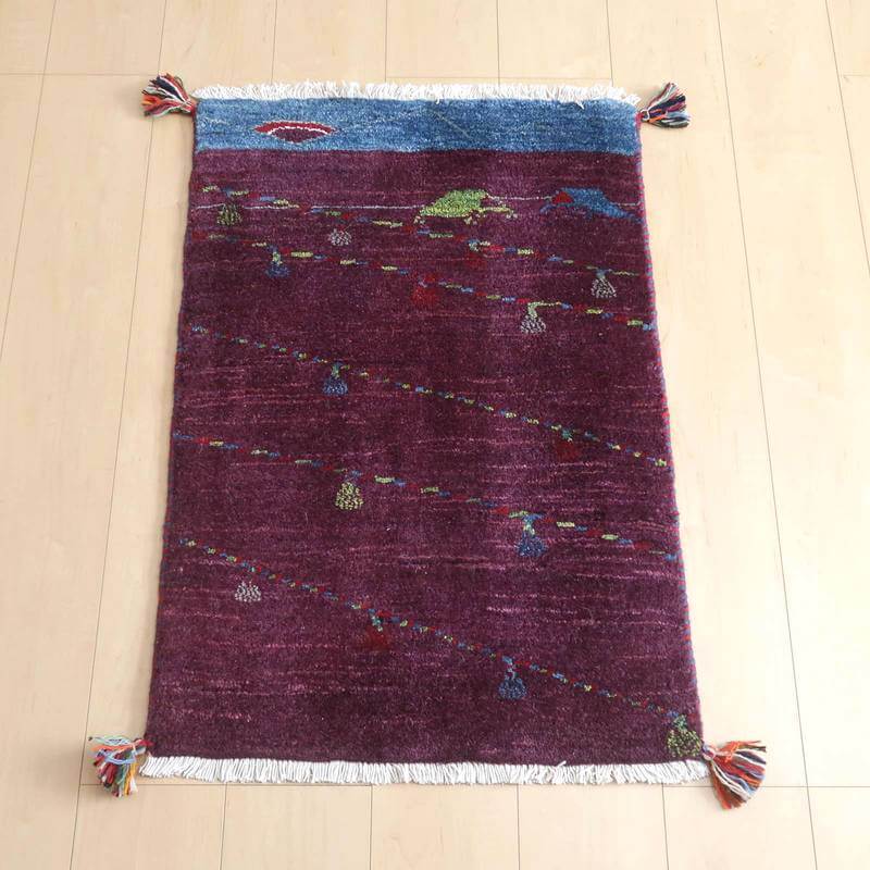 プレミアムギャッベ/ホシナマイ(ルリバフ) 84×59cm(HSS-71701)